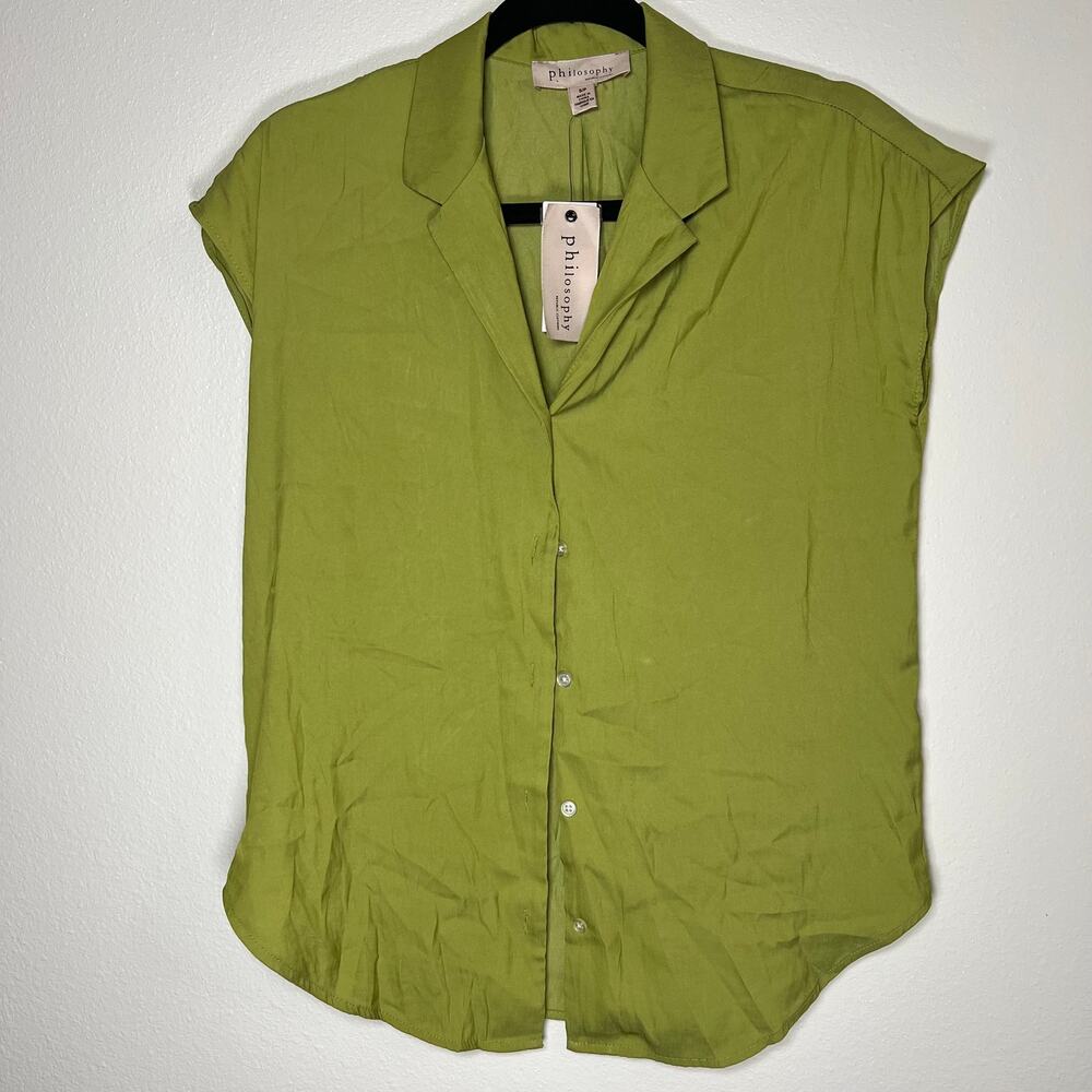 Philosophy Women's sleeveless linen button-up fairycore goblin button blouse